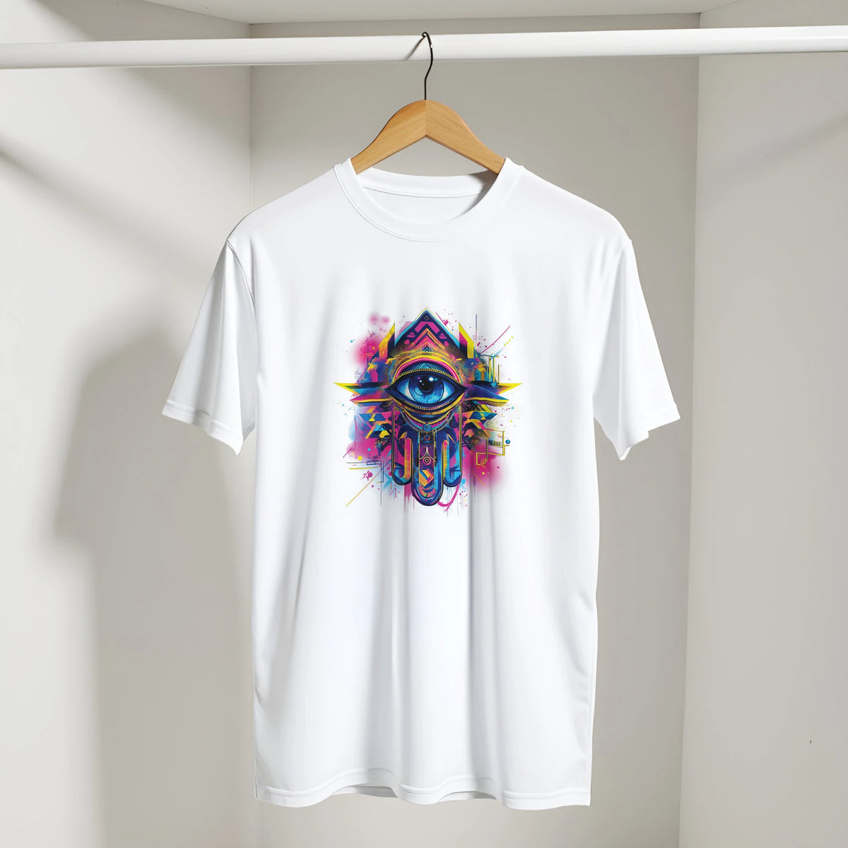 Hamsa Hand and Eye Arabic Tee, Arabic graphic design by Cairo NYC (view 13)