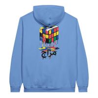 Melting Rubik's Cube Art Hoodie in Carolina Blue, Arabic graphic design by Cairo NYC