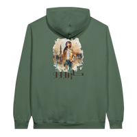 Modern Cairo Urban Mystique Hoodie in Watercolor Hues in Military Green, Arabic graphic design by Cairo NYC