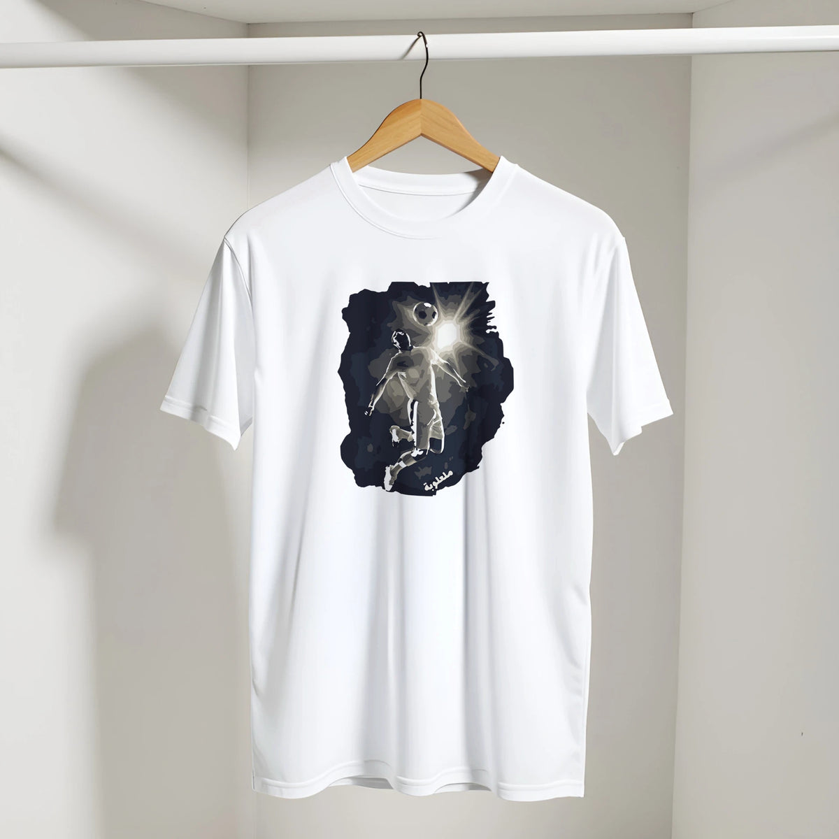Arabic Soccer Retro Tee in White, Arabic graphic design by Cairo NYC