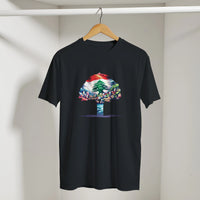 Lebanese Cedar Cityscape Tee in Black, Arabic graphic design by Cairo NYC