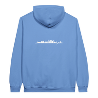 Cairo Skyline Silhouette Hoodie in Carolina Blue, Arabic graphic design by Cairo NYC
