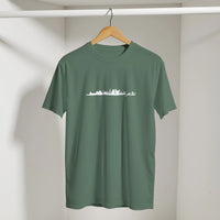 Cairo Skyline Sunset Arabic Tee in Military Green, Arabic graphic design by Cairo NYC