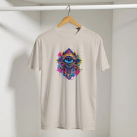 Hamsa Hand and Eye Arabic Tee in Sand, Arabic graphic design by Cairo NYC