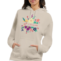It's a Vibe Floral Arabic Hoodie in Sand, Arabic graphic design by Cairo NYC