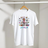 Arabic Mom Streetwear Tee in White, Arabic graphic design by Cairo NYC