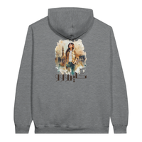 Modern Cairo Urban Mystique Hoodie in Watercolor Hues in Sport Grey, Arabic graphic design by Cairo NYC