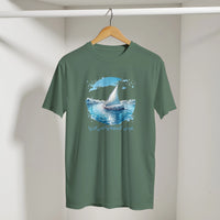 Nile Felucca Arabic Tee in Military Green, Arabic graphic design by Cairo NYC