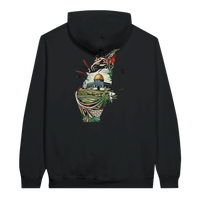 Vibrant Palestine Heritage Hoodie in Black, Arabic graphic design by Cairo NYC