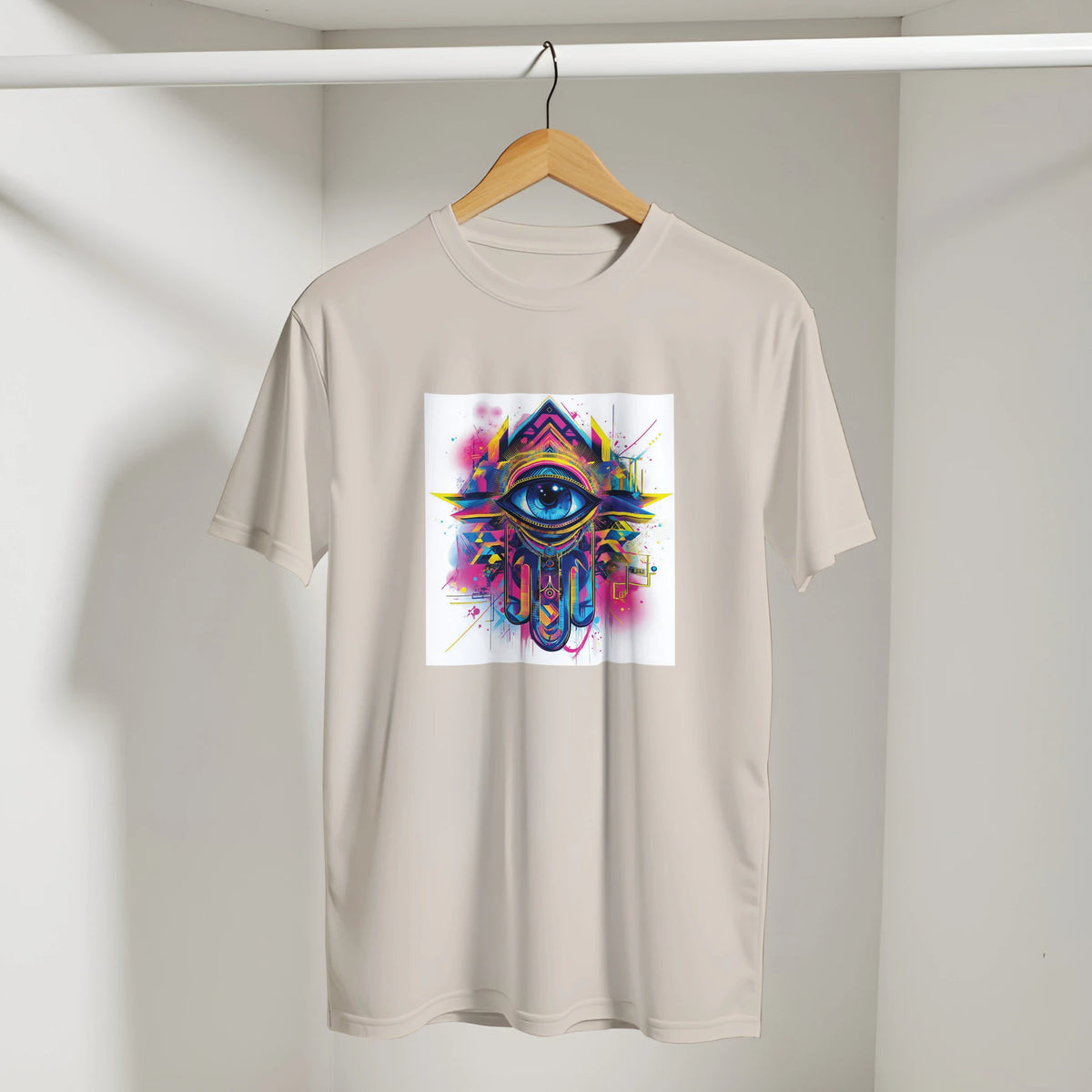 Hamsa Hand and Eye Arabic Tee, Arabic graphic design by Cairo NYC (view 14)