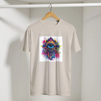 Hamsa Hand and Eye Arabic Tee, Arabic graphic design by Cairo NYC (view 14)