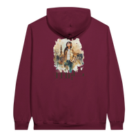 Modern Cairo Urban Mystique Hoodie in Watercolor Hues in Maroon, Arabic graphic design by Cairo NYC