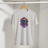 Hamsa Hand and Eye Arabic Tee in Ice Grey, Arabic graphic design by Cairo NYC
