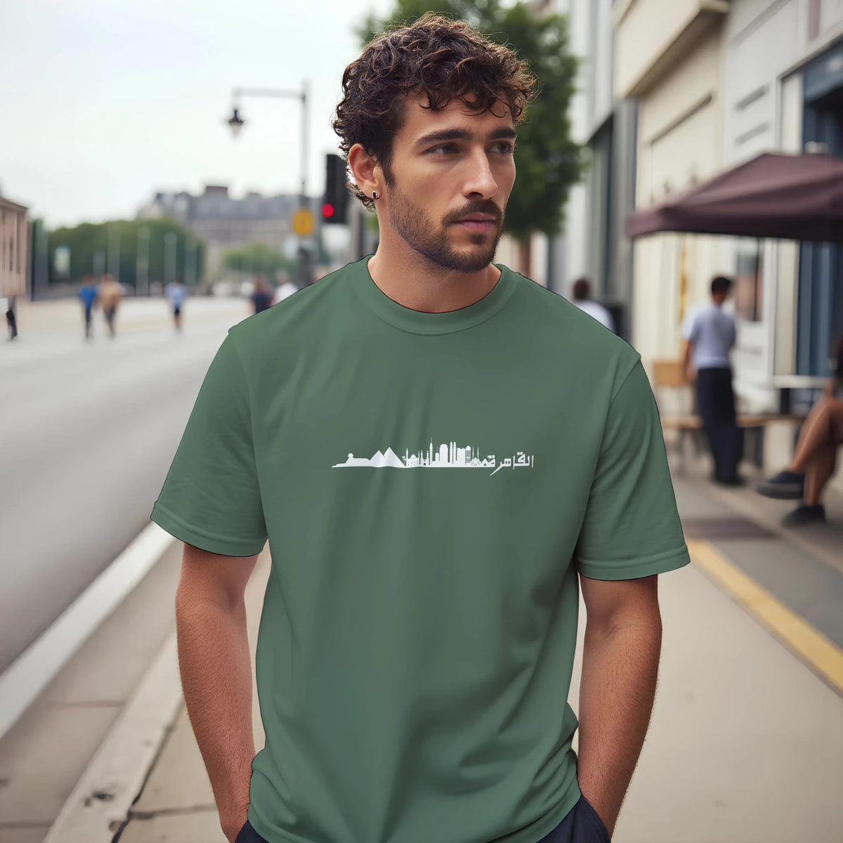 Cairo Skyline Sunset Arabic Tee, Arabic graphic design by Cairo NYC (view 12)