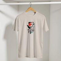 Geometric Bird Sunset Vibes Arabic Tee in Sand, Arabic graphic design by Cairo NYC