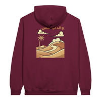 Desert Dreamscape hoodie in Maroon, Arabic graphic design by Cairo NYC