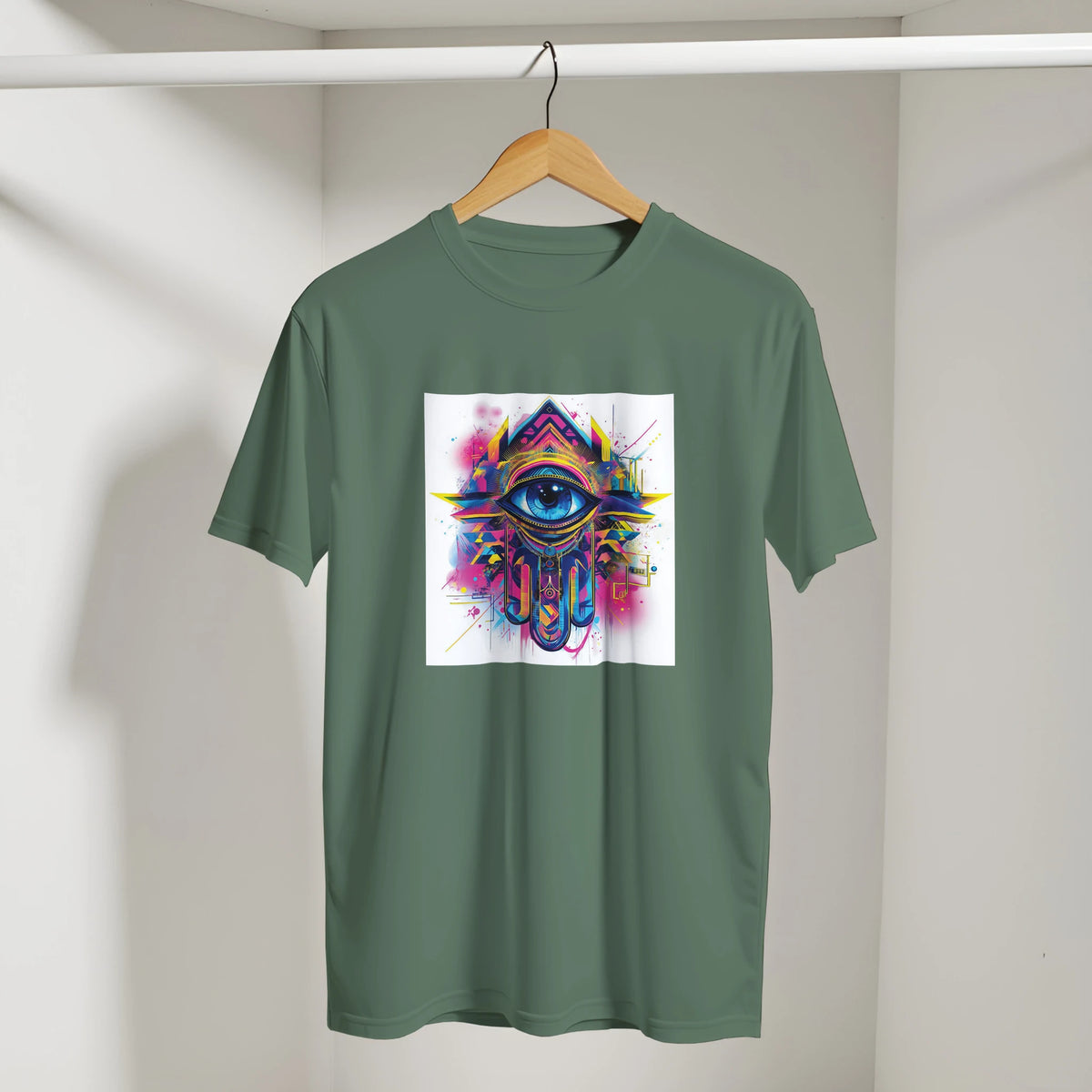 Hamsa Hand and Eye Arabic Tee, Arabic graphic design by Cairo NYC (view 12)
