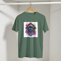 Hamsa Hand and Eye Arabic Tee, Arabic graphic design by Cairo NYC (view 12)