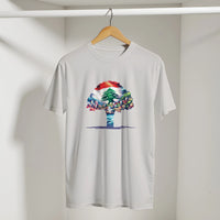 Lebanese Cedar Cityscape Tee in Ice Grey, Arabic graphic design by Cairo NYC
