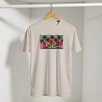Khalas Sunset Tee in Sand, Arabic graphic design by Cairo NYC
