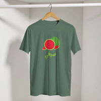 Watermelon Summer Vibes Arabic Tee in Military Green, Arabic graphic design by Cairo NYC
