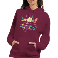 It's a Vibe Floral Arabic Hoodie in Maroon, Arabic graphic design by Cairo NYC