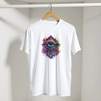 Hamsa Hand and Eye Arabic Tee in White, Arabic graphic design by Cairo NYC