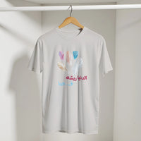 Pastel Feathers Arabic Tee, Arabic graphic design by Cairo NYC (view 11)
