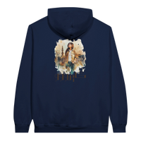 Modern Cairo Urban Mystique Hoodie in Watercolor Hues in Navy, Arabic graphic design by Cairo NYC