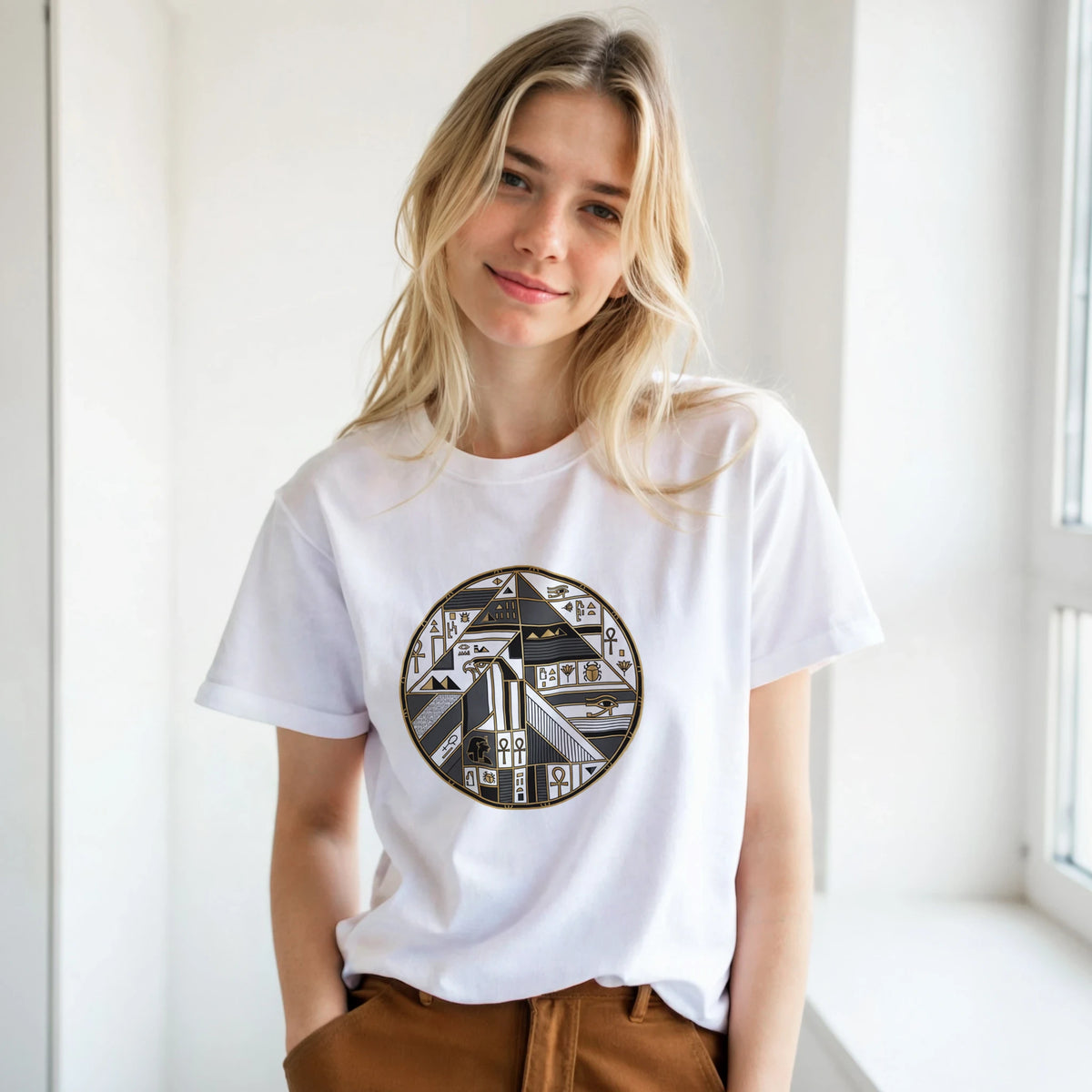 Geometric Egyptian Art Deco Arabic Tee, Arabic graphic design by Cairo NYC (view 17)