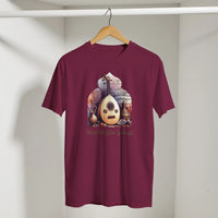 Arabic Oud Nostalgia Retro Tee in Maroon, Arabic graphic design by Cairo NYC