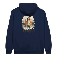 Modern Cairo Urban Mystique Hoodie in Watercolor Hues in Navy, Arabic graphic design by Cairo NYC