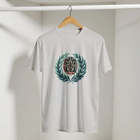 Sunset Geometric Olive Branch Arabic Tee, Arabic graphic design by Cairo NYC (view 6)