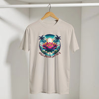 Egyptian Lotus Flower Sunset Arabic Tee in Ice Grey, Arabic graphic design by Cairo NYC