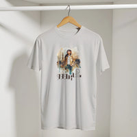 Soulful Cityscape Cairo Tee in Ice Grey, Arabic graphic design by Cairo NYC