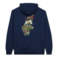 Vibrant Palestine Heritage Hoodie in Navy, Arabic graphic design by Cairo NYC
