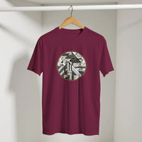 Geometric Egyptian Art Deco Arabic Tee in Maroon, Arabic graphic design by Cairo NYC