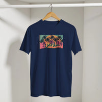 Khalas Sunset Tee in Navy, Arabic graphic design by Cairo NYC