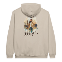 Modern Cairo Urban Mystique Hoodie in Watercolor Hues in Sand, Arabic graphic design by Cairo NYC