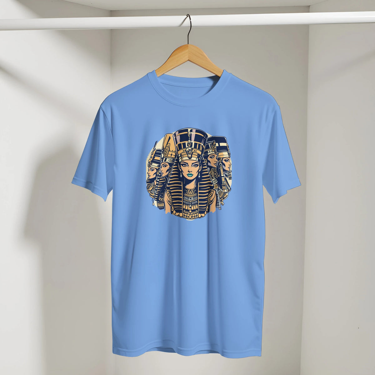 Egyptian Pharaoh Queens Retro Arabic Tee in Carolina Blue, Arabic graphic design by Cairo NYC
