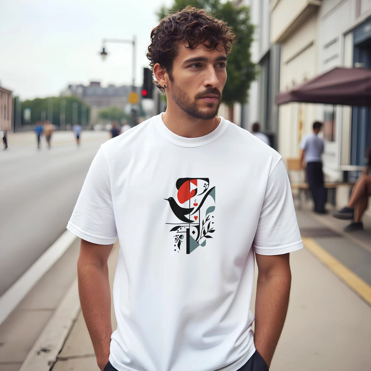 Geometric Bird Sunset Vibes Arabic Tee, Arabic graphic design by Cairo NYC (view 18)