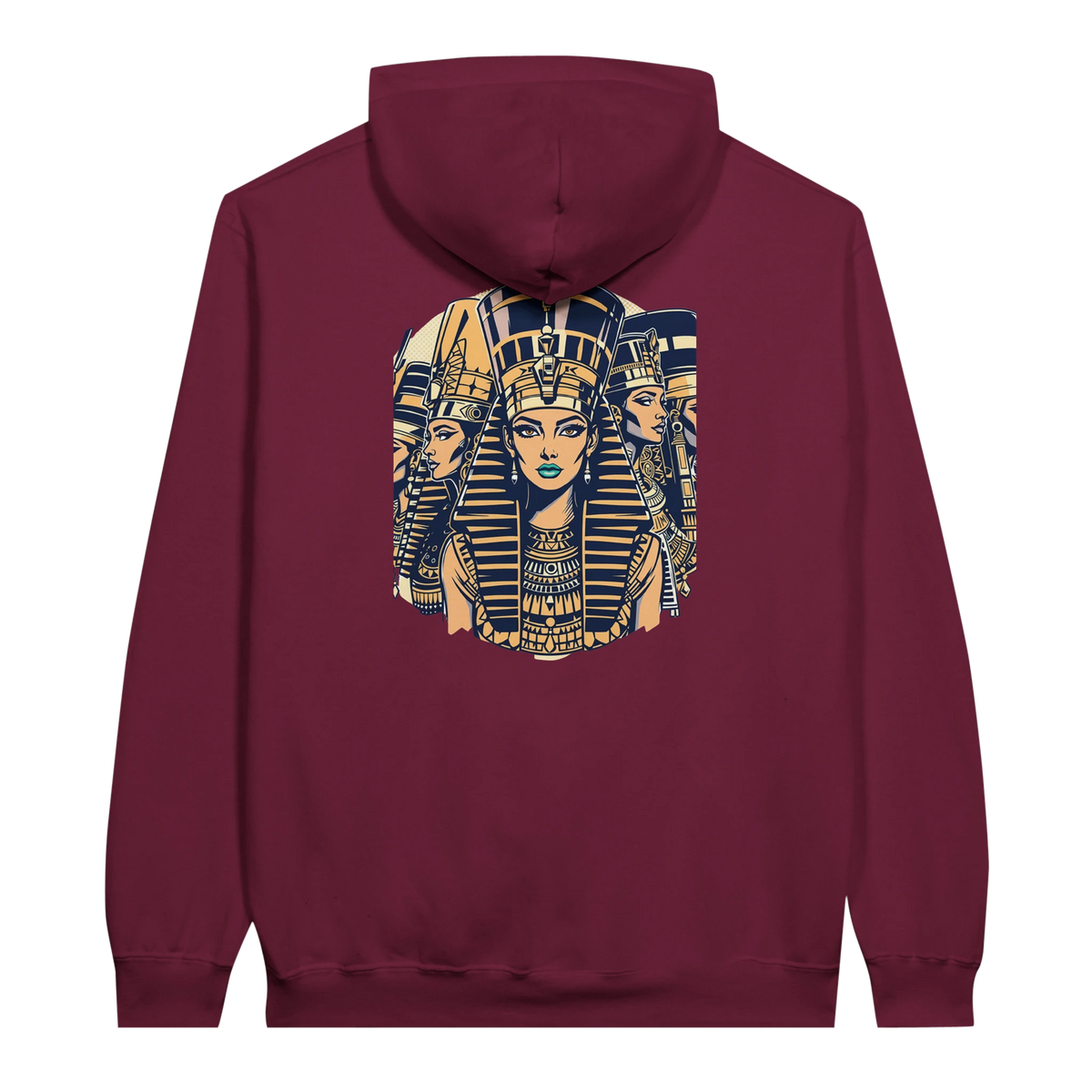 Ancient Egypt Queens hoodie in Maroon, Arabic graphic design by Cairo NYC