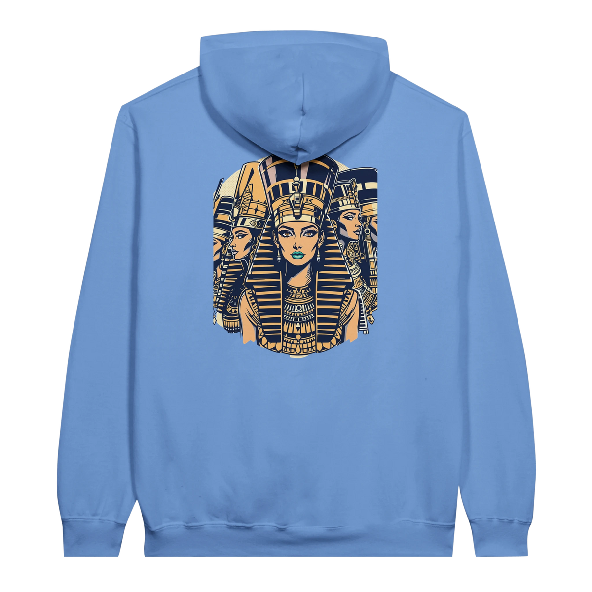Ancient Egypt Queens hoodie in Carolina Blue, Arabic graphic design by Cairo NYC