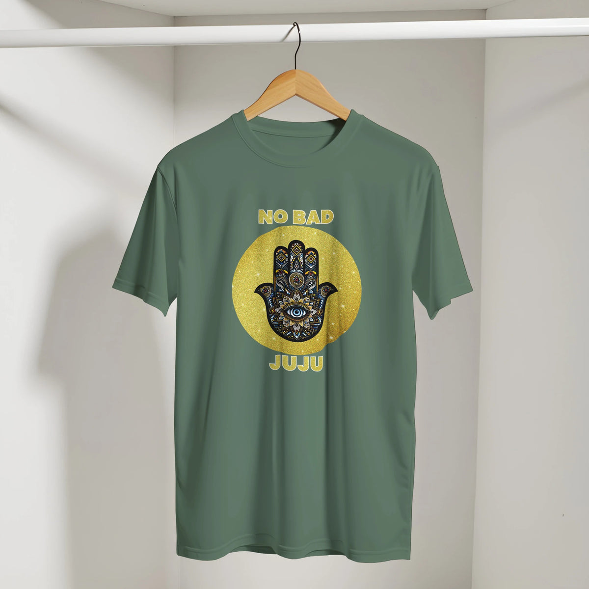 Hamsa Evil Eye Arabic Tee in Military Green, Arabic graphic design by Cairo NYC