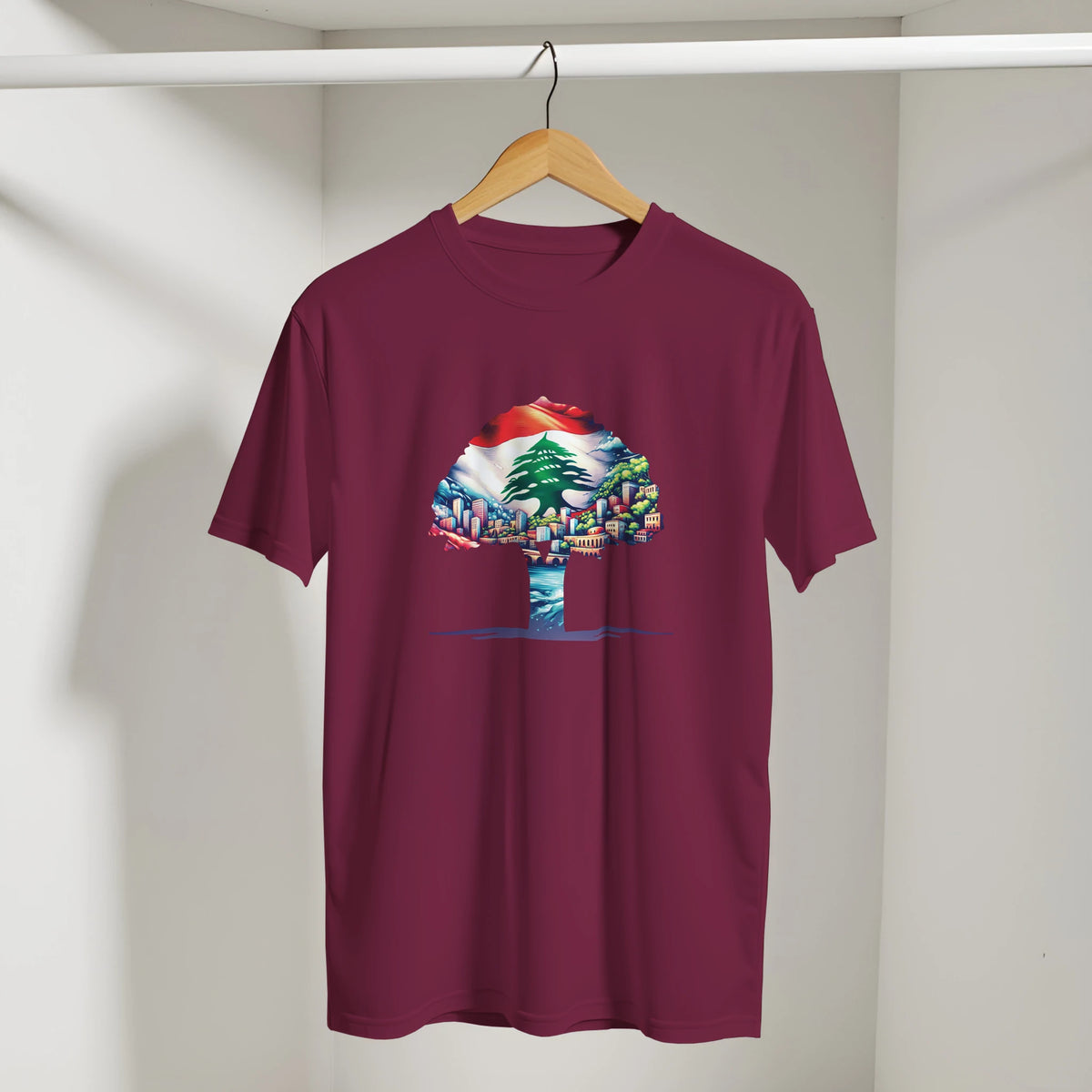 Lebanese Cedar Cityscape Tee, Arabic graphic design by Cairo NYC (view 2)