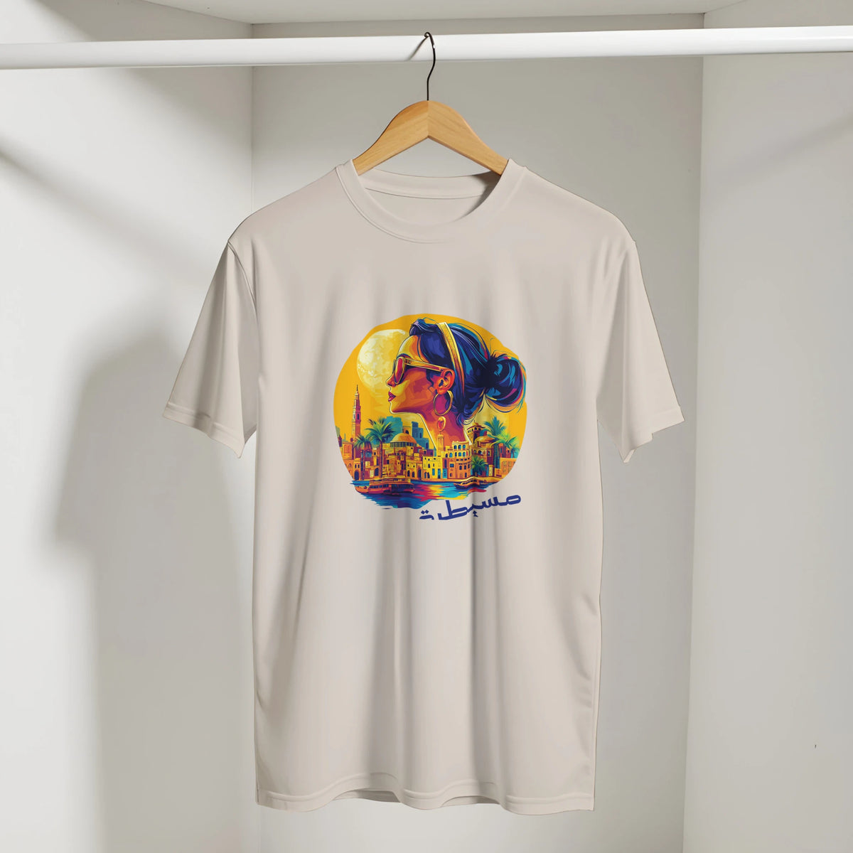 Egyptian Sunset Diva Cityscape Tee, Arabic graphic design by Cairo NYC (view 12)