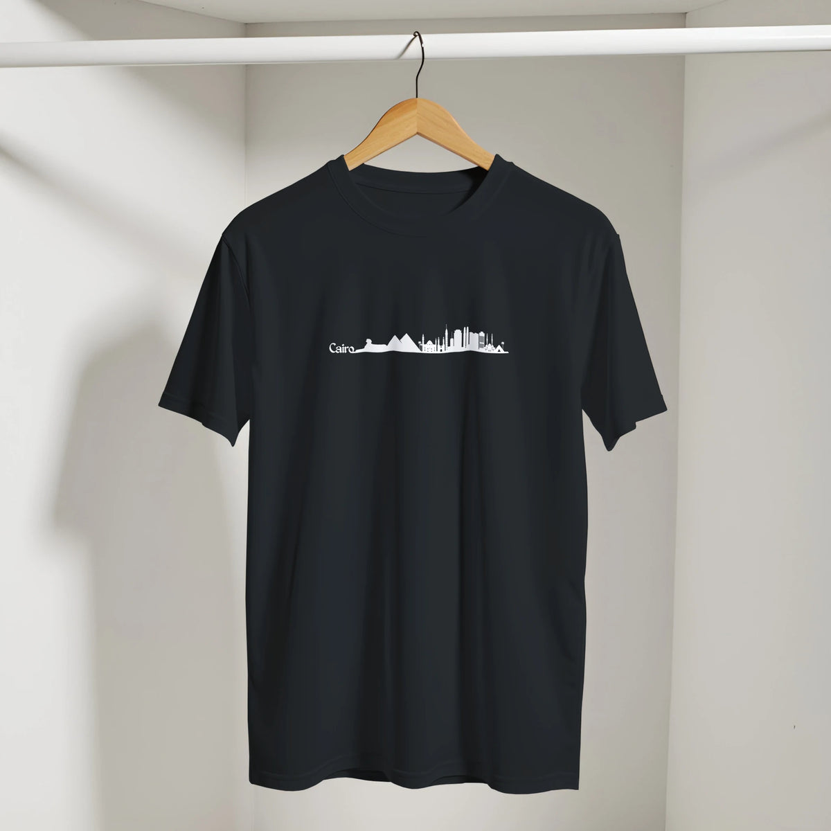 Cairo Cityscape Retro Arabic Tee in Black, Arabic graphic design by Cairo NYC